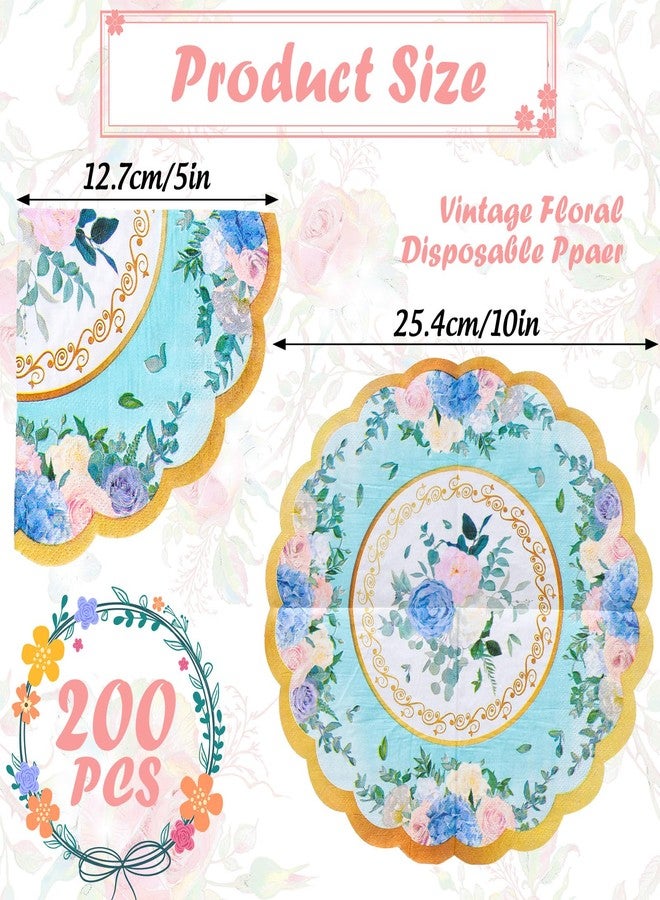 وولاين مجموعة مناديل حفلات الشاي من والين، 100 قطعة، بتصميم زهور عتيق وحواف مزخرفة، مناديل ورقية للاستخدام مرة واحدة، مثالية للعشاء والحلويات، وحفلات الزفاف، وحفلات استقبال المولود، وأعياد الميلاد، وحفلات الشاي، وتزيين الطاولات. - Image 2